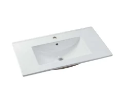 Hangmeubel Enkele Wastafel Met Kolom - Grijs - 80 Cm - Stefanie-Vente-unique New
