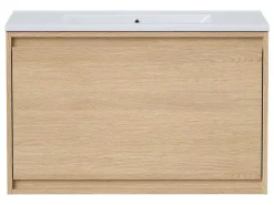 Hangmeubel Voor Badkamer Met Inbouwwastafel - Eikenfineer - 80 Cm - Mesliva-Vente-unique Clearance