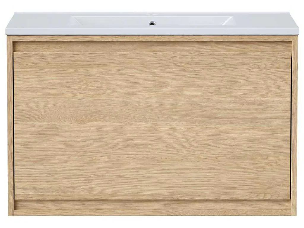 Hangmeubel Voor Badkamer Met Inbouwwastafel - Eikenfineer - 80 Cm - Mesliva-Vente-unique Clearance
