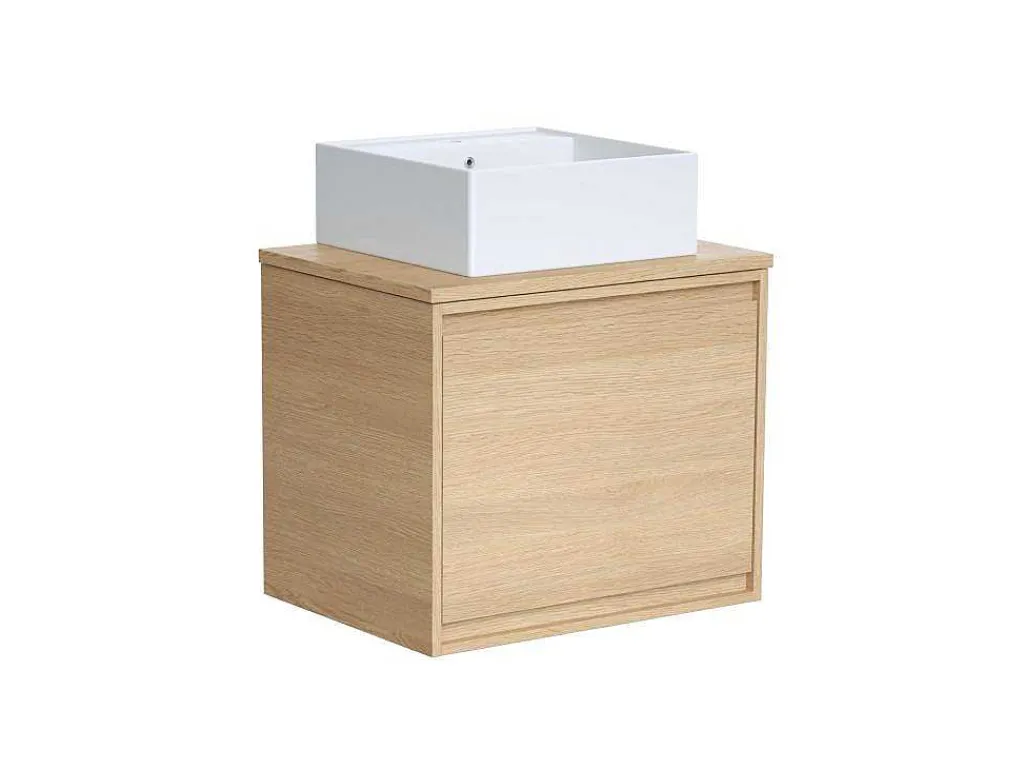 Hangmeubel Voor Badkamer Met Wastafel Om Erop Te Plaatsen - Eikenfineer - 60 Cm - Mesliva-Vente-unique Clearance