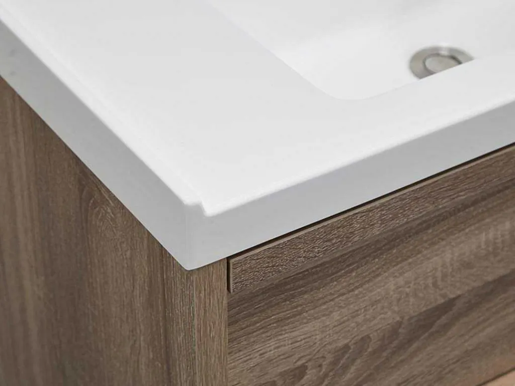 Hangmeubel Voor Badkamer Met Inbouwwastafel - Licht Naturel - 120 Cm - Quadra-Vente-unique Discount