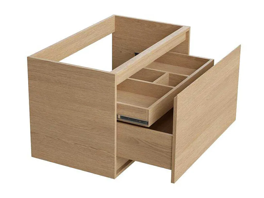 Hangmeubel Voor Badkamer Met Wastafel Om Erop Te Plaatsen - Eikenfineer - 80 Cm - Mesliva-Vente-unique Hot