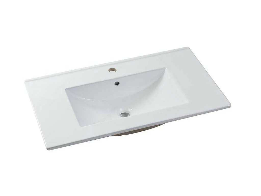 Hangmeubel Voor Badkamer Met Strepen Met Inbouwwastafel - Zwart - 80 Cm - Zevara-Vente-unique Discount