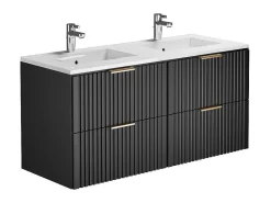 Hangmeubel Voor Badkamer Met Strepen Met Inbouwwastafel - Zwart - 120 Cm - Zevara-Vente-unique Online