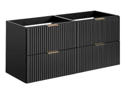 Hangmeubel Voor Badkamer Met Strepen Met Inbouwwastafel - Zwart - 120 Cm - Zevara-Vente-unique Online