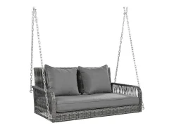 Hangstoel In Geweven Hars - Tuinschommel - 2 Plaatsen - Met Kussens - Grijs-ModernLuxe Sale