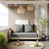 Hangstoel In Geweven Hars - Tuinschommel - 2 Plaatsen - Met Kussens - Beige & Grijs-ModernLuxe New