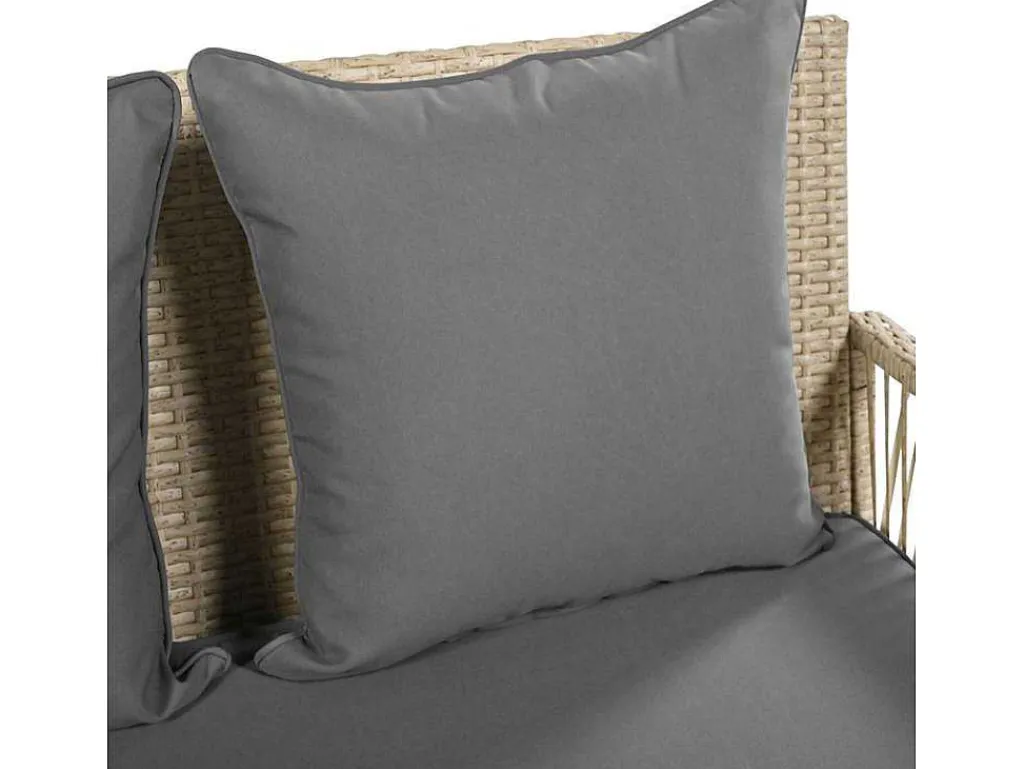 Hangstoel In Geweven Hars - Tuinschommel - 2 Plaatsen - Met Kussens - Beige & Grijs-ModernLuxe New