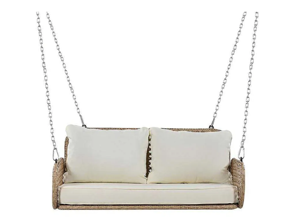 Hangstoel Van 240 Cm In Pe Rotan - 2 Plaatsen - Inclusief Kussens - Beige-Vente-unique New