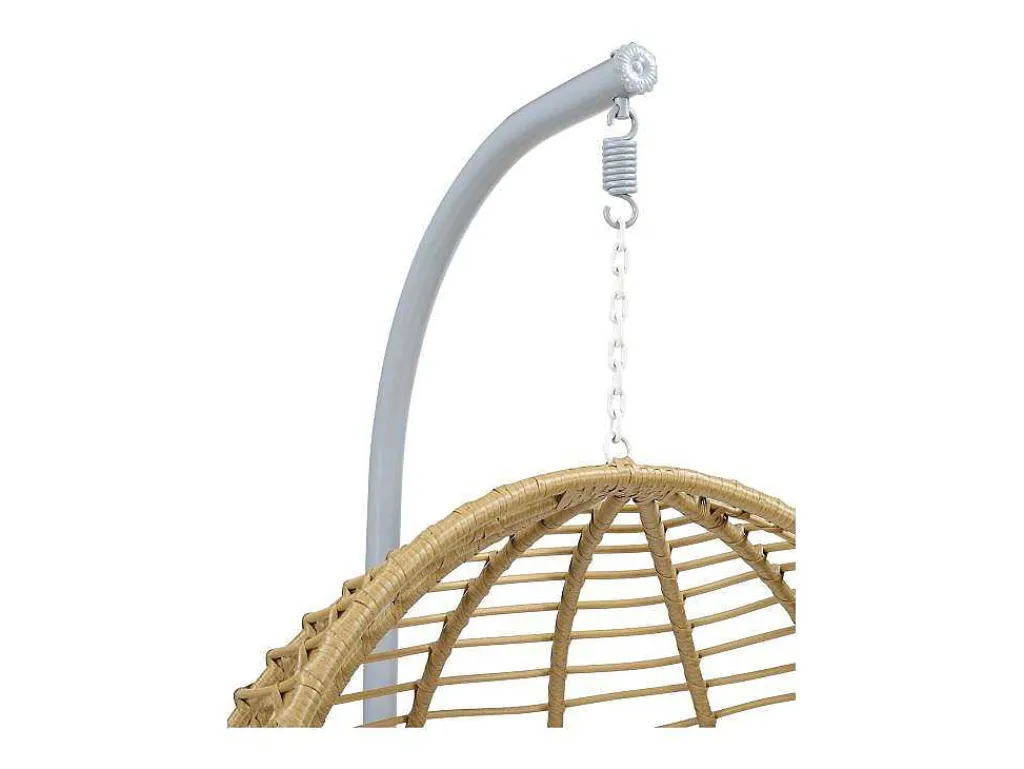 Hangstoel Van Gevlochten Hars - Beige Met Wit Kussen - Bontoc-MYLIA Sale