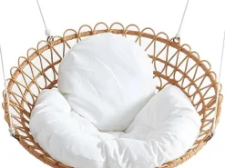 Hangstoel Van Gevlochten Hars - Rotaneffect Met Witte Kussen - Elioa-MYLIA Clearance