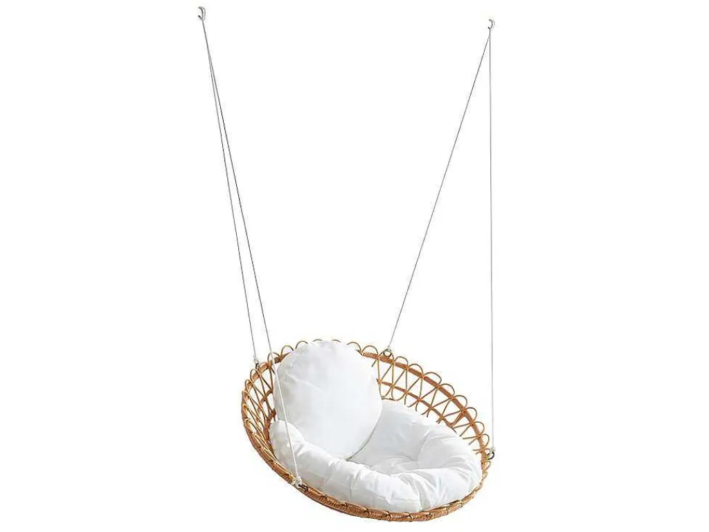 Hangstoel Van Gevlochten Hars - Rotaneffect Met Witte Kussen - Elioa-MYLIA Clearance