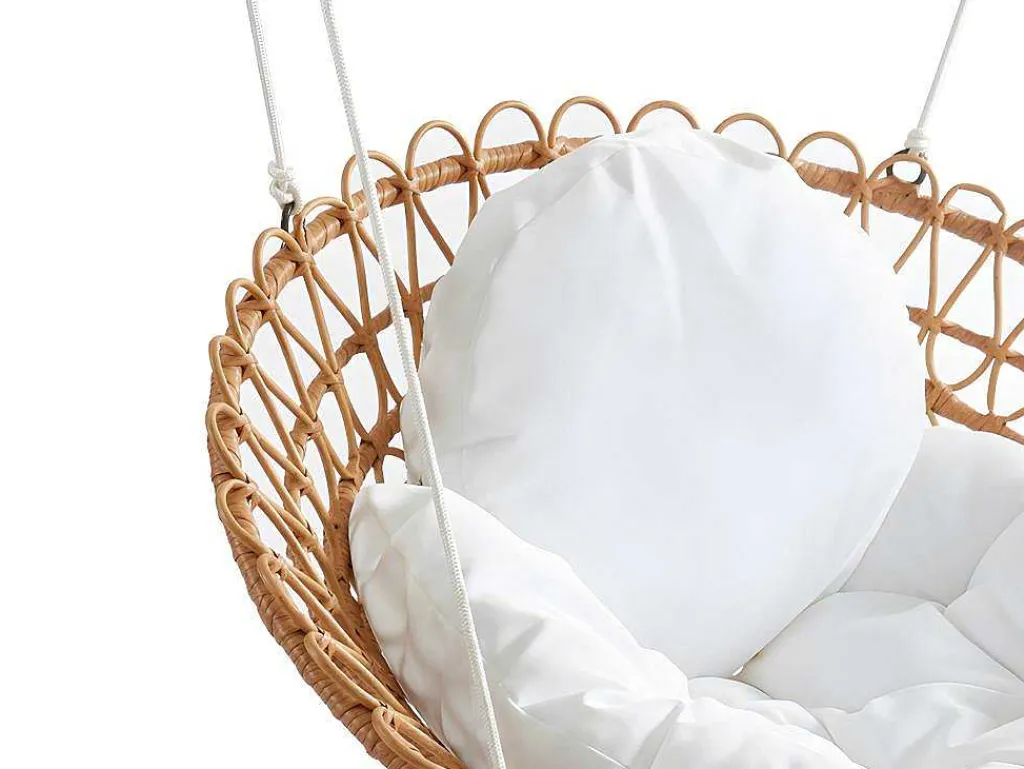 Hangstoel Van Gevlochten Hars - Rotaneffect Met Witte Kussen - Elioa-MYLIA Clearance