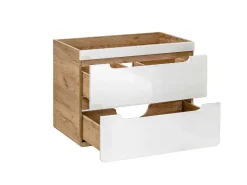 Hangwastafel Naturel En Wit - 80 Cm - Aruba-Vente-unique Best