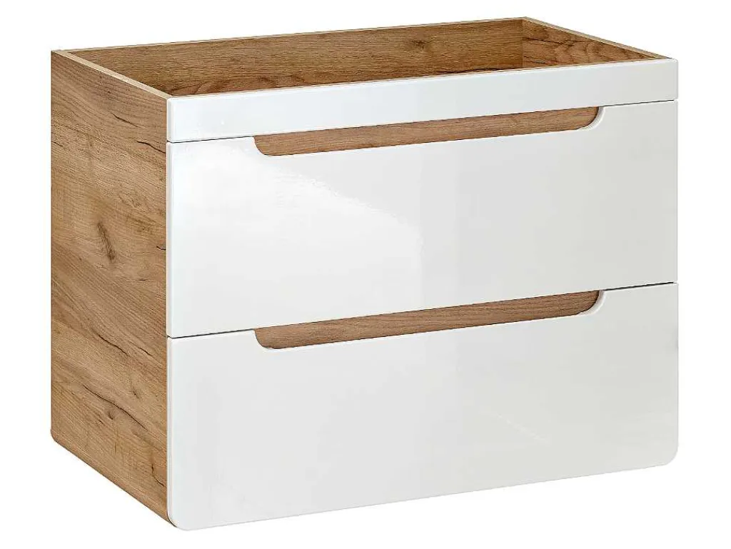 Hangwastafel Naturel En Wit - 80 Cm - Aruba-Vente-unique Best