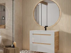 Hangwastafel Naturel En Wit - 80 Cm - Aruba-Vente-unique Best