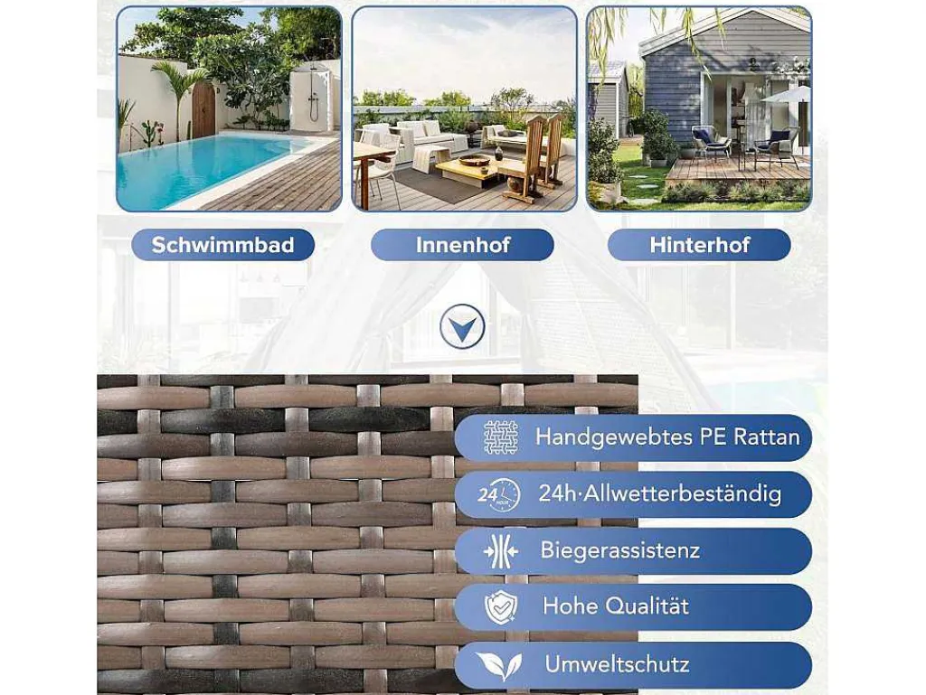 Hemel Tuinbed 2 Tot 4 Plaatsen - Grijs Rotan En Beige Deurgordijn - Inclusief Kussens - Voor Buiten-Vente-unique Online
