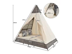 Hemel Tuinbed 2 Tot 4 Plaatsen - Grijs Rotan En Beige Deurgordijn - Inclusief Kussens - Voor Buiten-Vente-unique Online