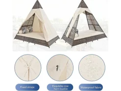 Hemel Tuinbed 2 Tot 4 Plaatsen - Grijs Rotan En Beige Deurgordijn - Inclusief Kussens - Voor Buiten-Vente-unique Online