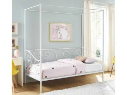 Hemelbed Vivian - 90X200 Cm - Wit-Vente-unique Sale
