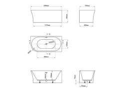 Hoekbad - 201 L - 150 X 75 X 59 Cm - Wit - Acryl - Hoek Rechts - Ponticola-Shower & Design
