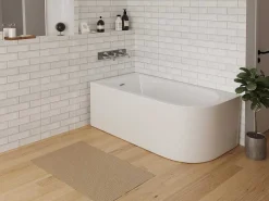 Hoekbad - 201 Liter - 150 X 75 X 58 Cm - Wit - Linkse Hoek - Anika-Shower & Design