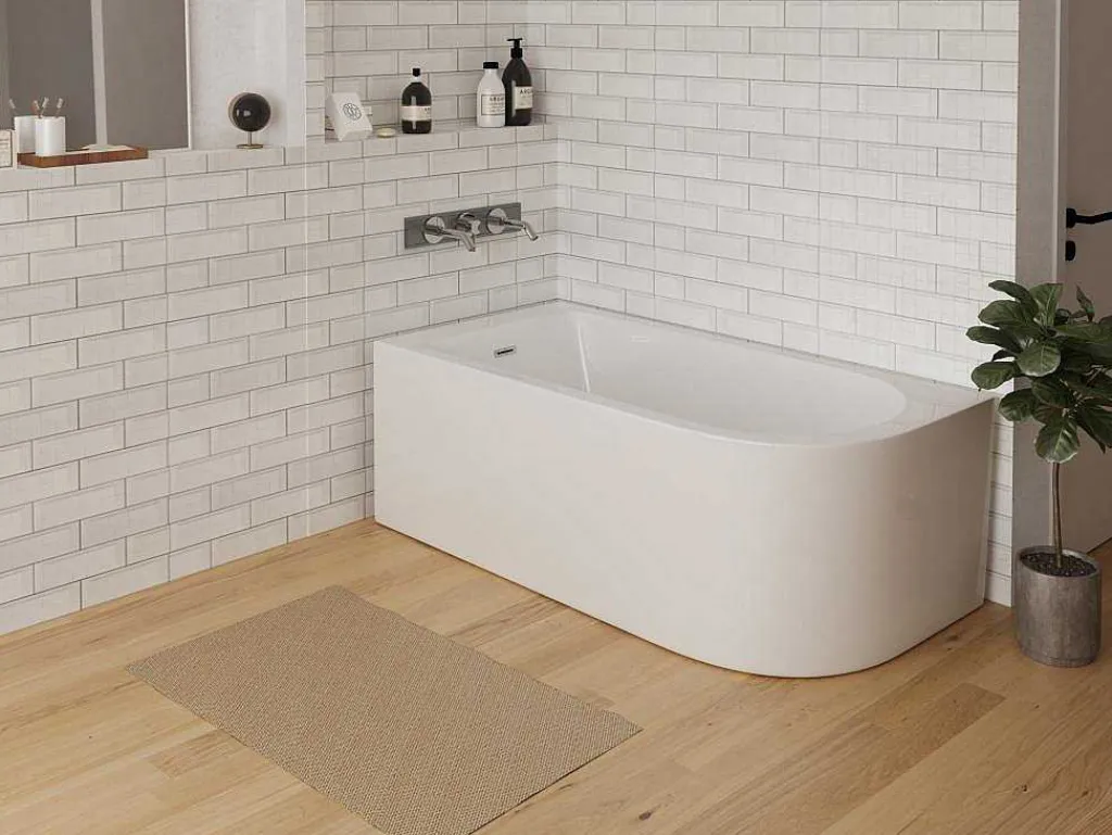 Hoekbad - 201 Liter - 150 X 75 X 58 Cm - Wit - Linkse Hoek - Anika-Shower & Design