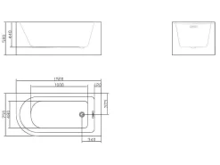 Hoekbad - 201 Liter - 150 X 75 X 58 Cm - Wit - Rechtse Hoek - Anika-Shower & Design Outlet