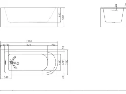 Hoekbad - 240L - 170 X 75 X 58 Cm - Linkse Hoek - Anika-Shower & Design Hot
