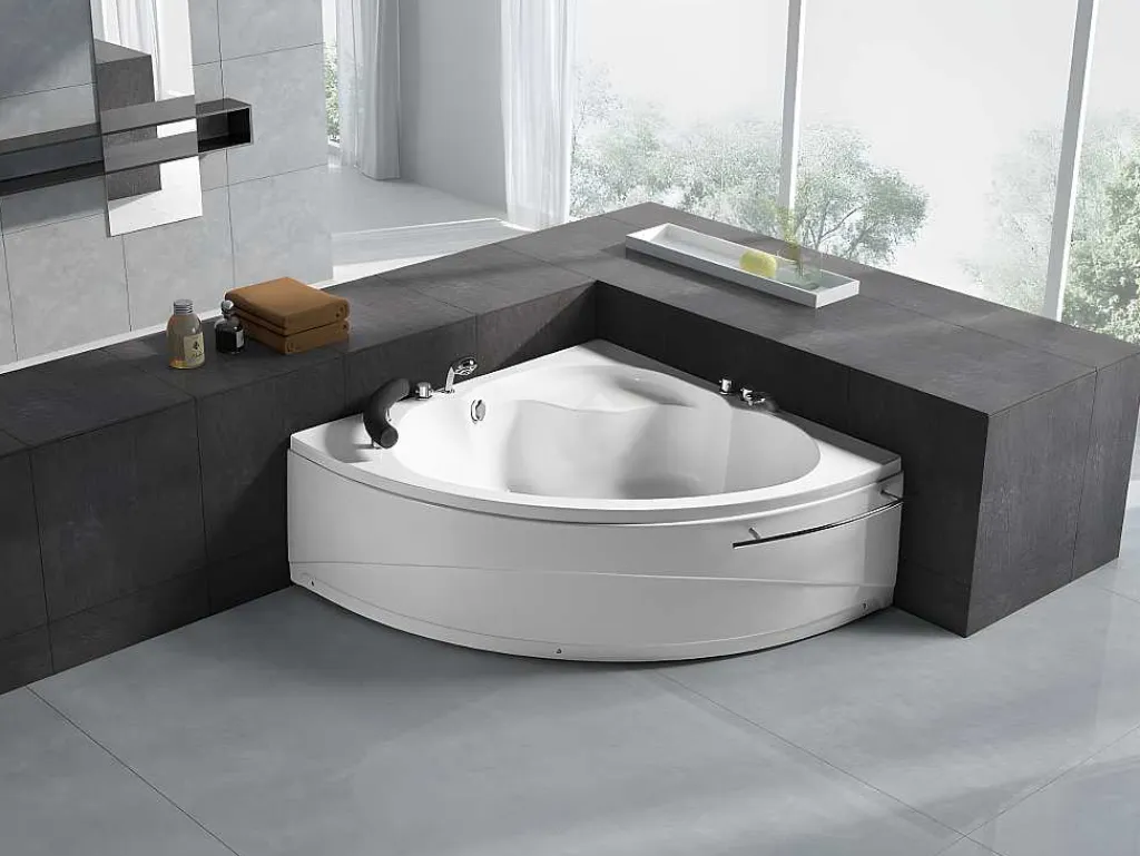 Hoekbad Met Kraan Navona - 263 L - 135 X 135 X H54 Cm-Shower & Design Hot