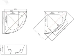 Hoekbadkuip Agyness - 263L - 135 X 135 X H57 Cm-Shower & Design Sale