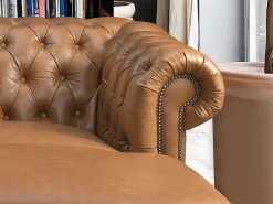 Hoekbank Chesterfield Brenton 100% Buffelleer - Hoek Rechts - Vintage Caramel-LINEA SOFA New