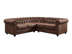 Hoekbank Chesterfield Van Microvezel Met Verouderde Look-Vente-unique