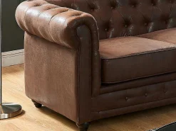 Hoekbank Chesterfield Van Microvezel Met Verouderde Look-Vente-unique