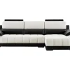 Hoekbank In Zwart En Creme Stof En Leer - Hoek Rechts - Aragon-LINEA SOFA Clearance