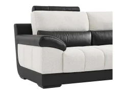 Hoekbank In Zwart En Creme Stof En Leer - Hoek Rechts - Aragon-LINEA SOFA Clearance