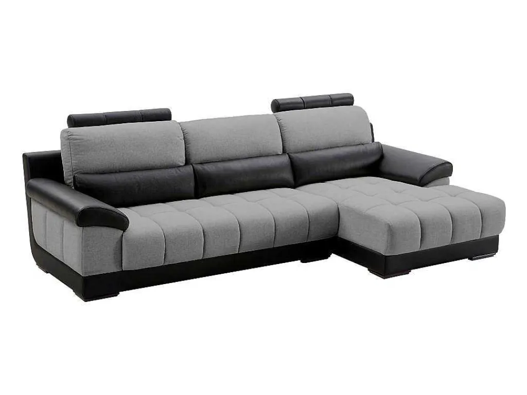 Hoekbank In Zwart En Grijze Stof En Leer - Hoek Rechts - Aragon-LINEA SOFA Best