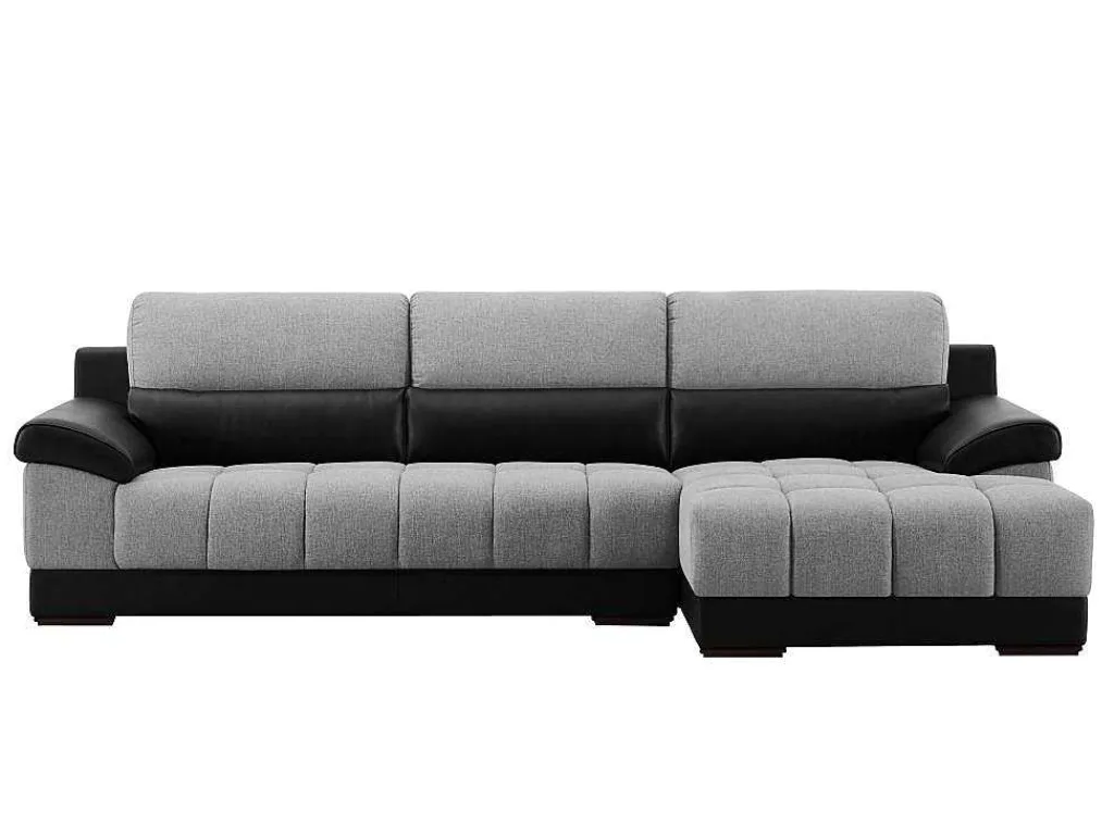 Hoekbank In Zwart En Grijze Stof En Leer - Hoek Rechts - Aragon-LINEA SOFA Best