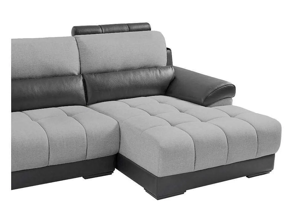 Hoekbank In Zwart En Grijze Stof En Leer - Hoek Rechts - Aragon-LINEA SOFA Best