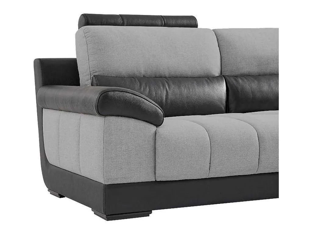 Hoekbank In Zwart En Grijze Stof En Leer - Hoek Rechts - Aragon-LINEA SOFA Best