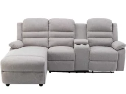 Hoekbank Links Van Beige Stof Macedonia-Vente-unique Best