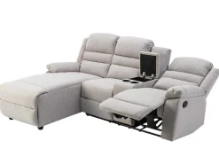 Hoekbank Links Van Beige Stof Macedonia-Vente-unique Best