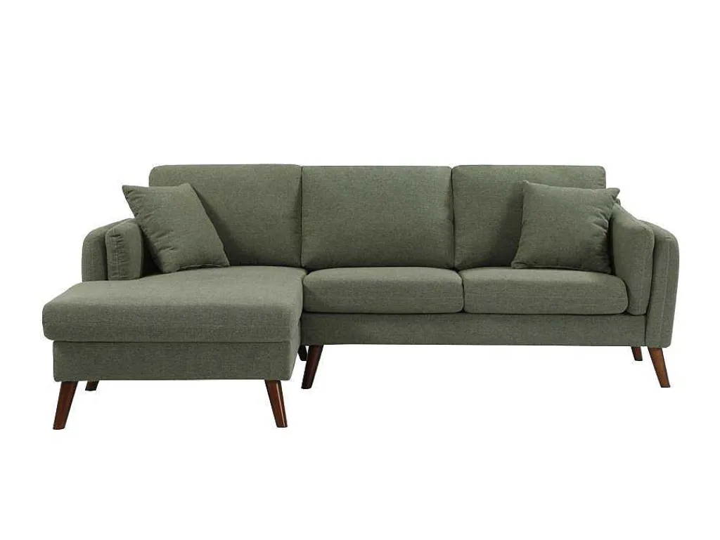 Hoekbank Met Hoek Links Van Groene Stof Totora-Vente-unique Best