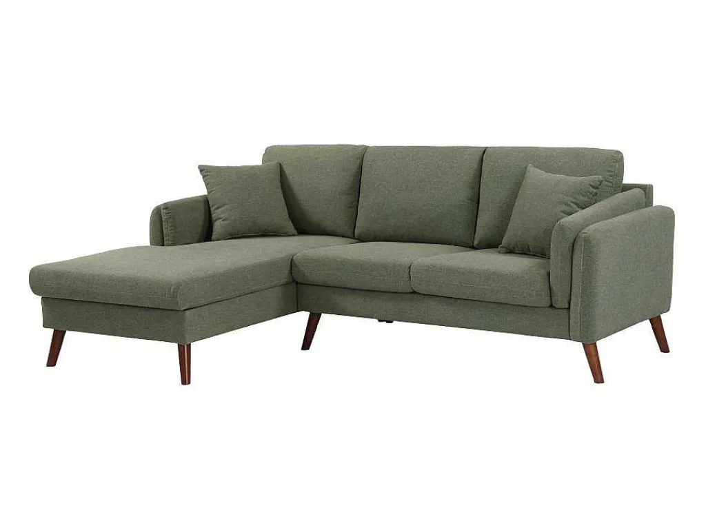 Hoekbank Met Hoek Links Van Groene Stof Totora-Vente-unique Best
