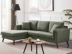 Hoekbank Met Hoek Links Van Groene Stof Totora-Vente-unique Best
