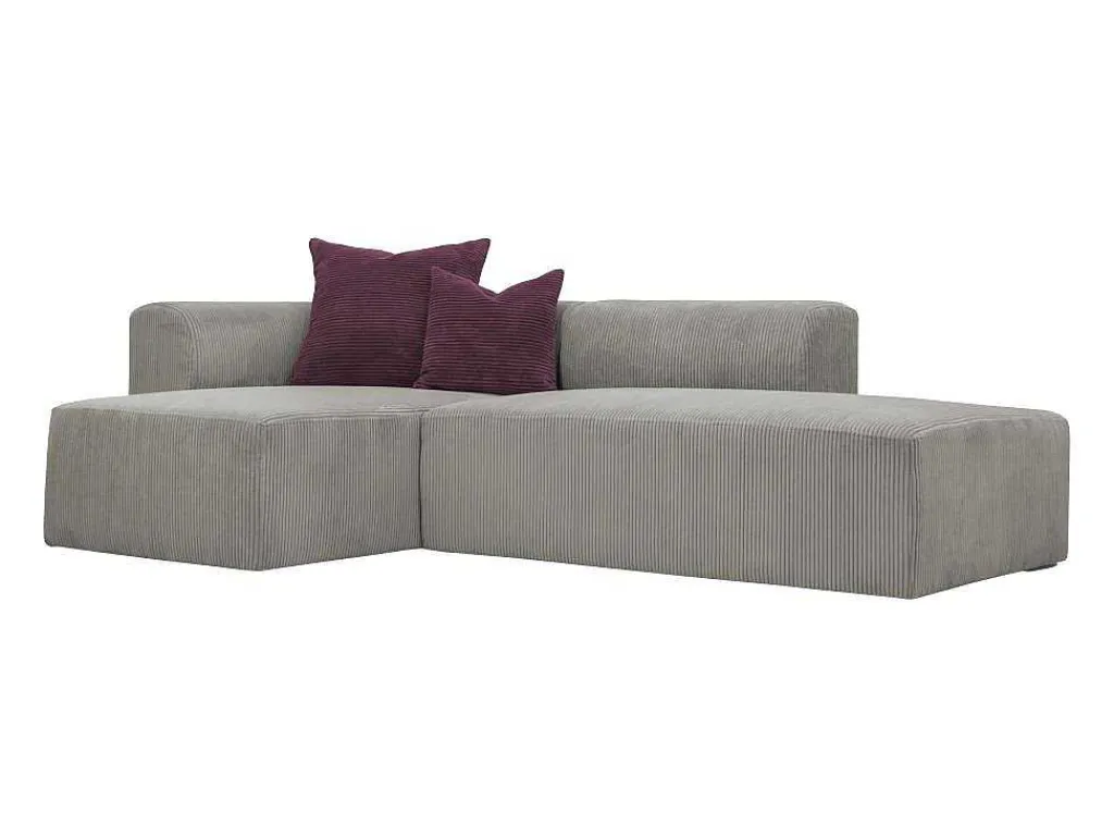 Hoekbank Met Hoek Links Van Grijs Ribfluweel Janao-Vente-unique New