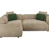 Hoekbank Met Hoek Links Van Beige Velours Met Textuur Talmine-Vente-unique Outlet