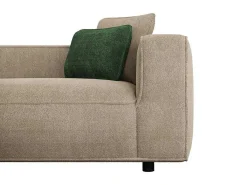 Hoekbank Met Hoek Links Van Beige Velours Met Textuur Talmine-Vente-unique Outlet