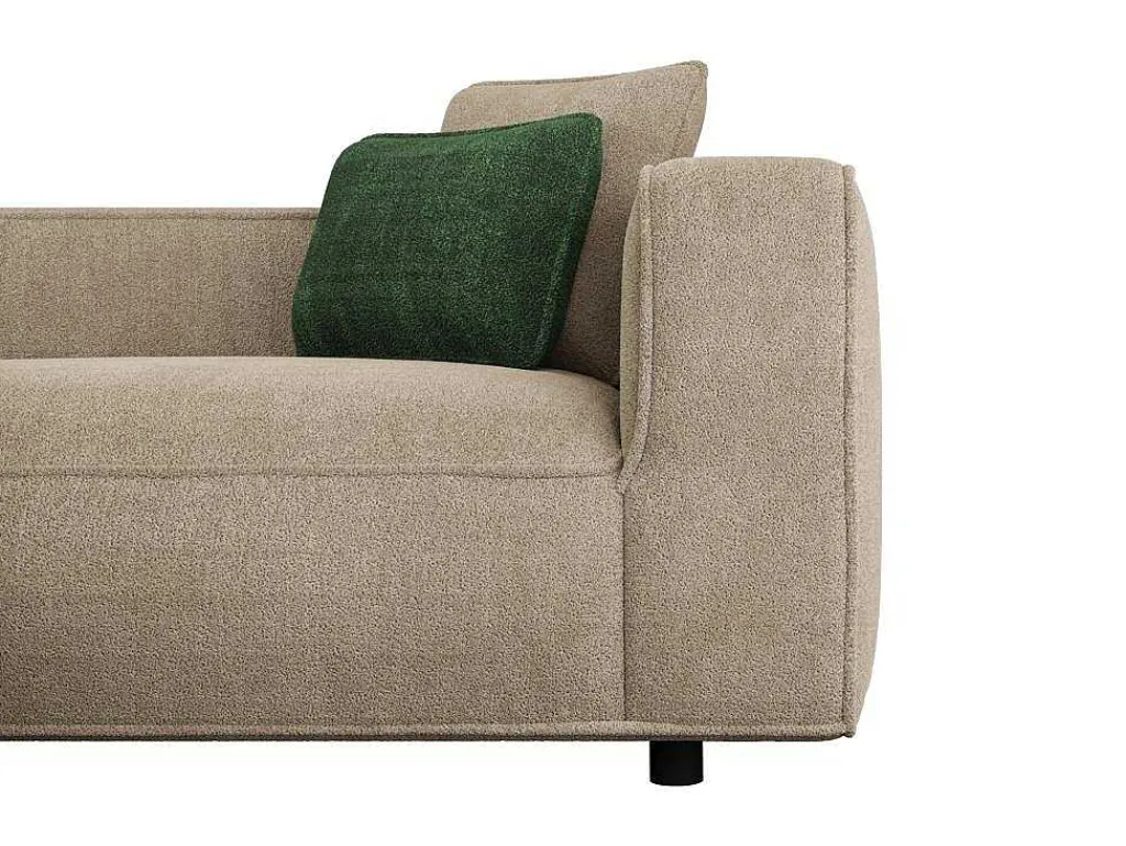Hoekbank Met Hoek Links Van Beige Velours Met Textuur Talmine-Vente-unique Outlet