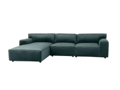 Hoekbank Met Hoek Links Van Blauw Velours Otrano-Vente-unique Clearance